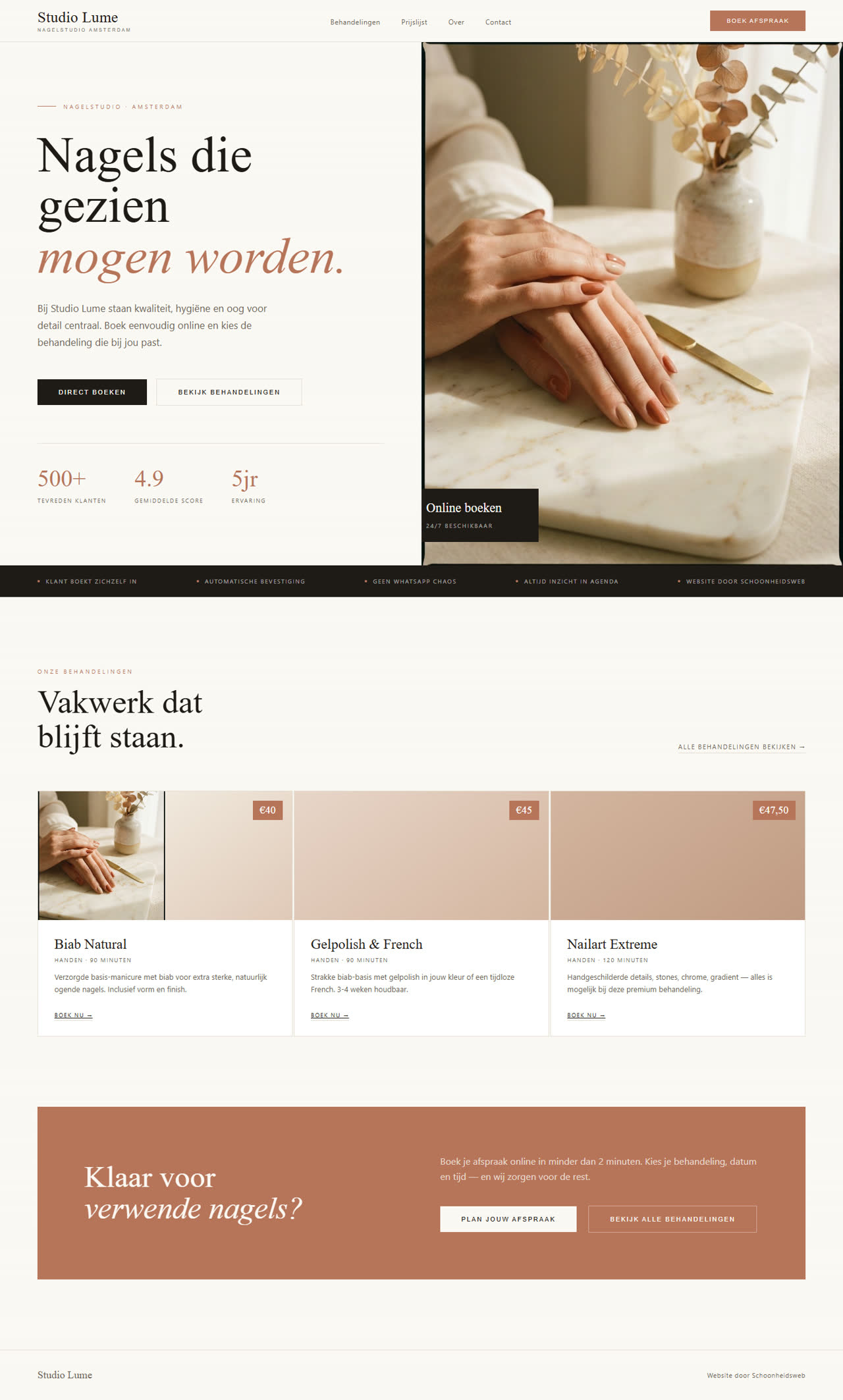 Homepage design: Studio Lume