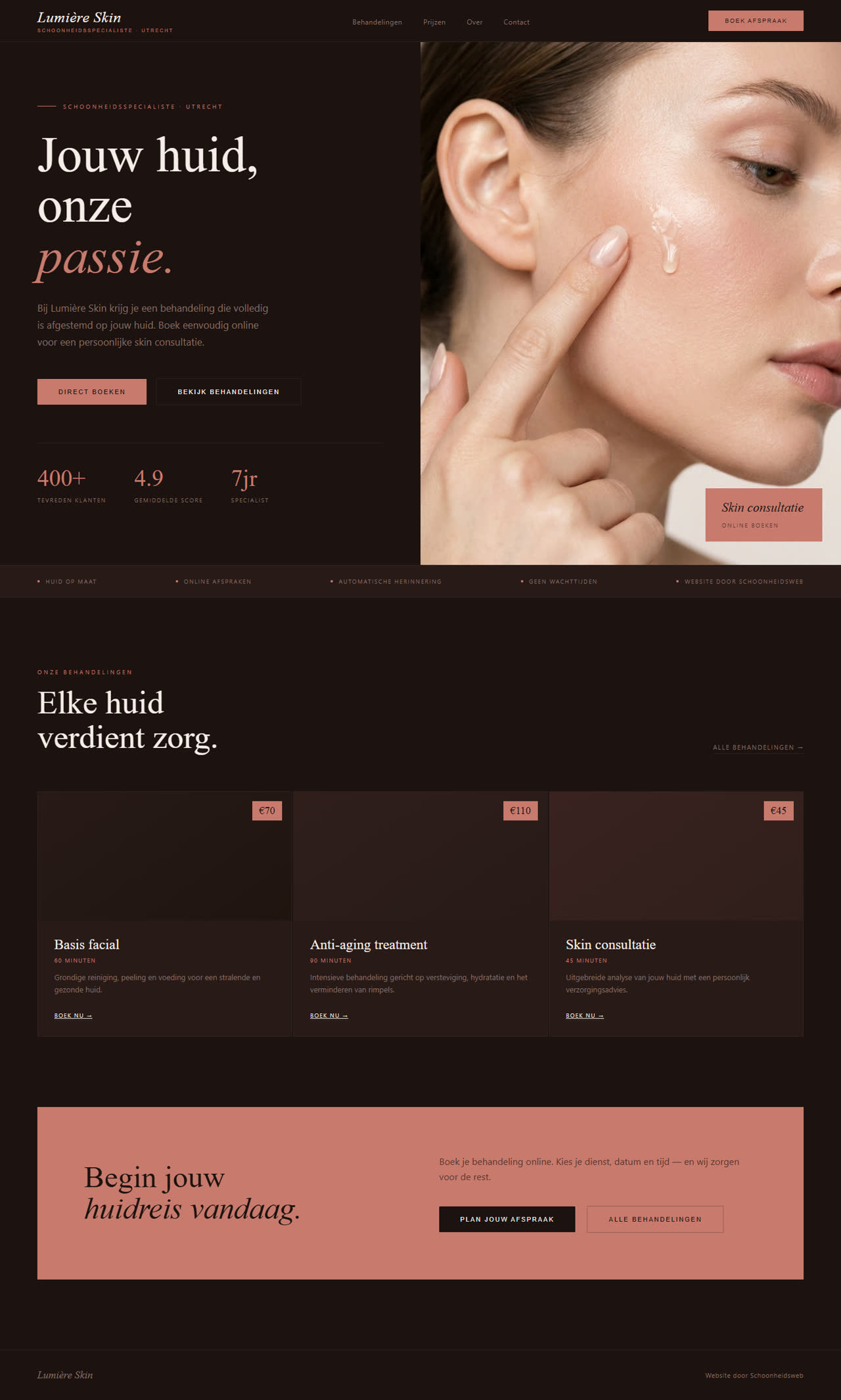 Homepage design: Lumière Skin